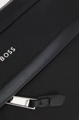 Ziparound washbag in structured nylon, Black