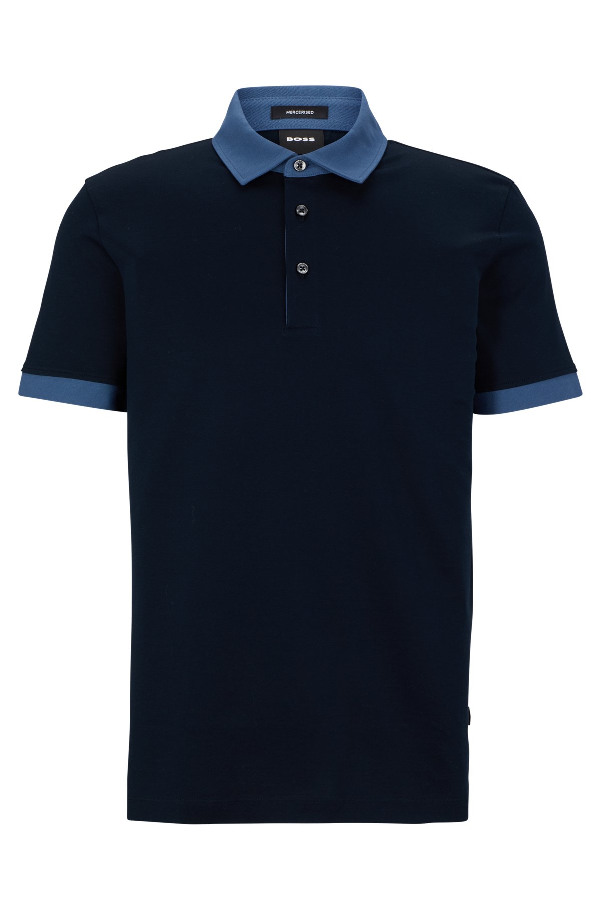 Regular-fit polo shirt in mercerised cotton, Dark Blue