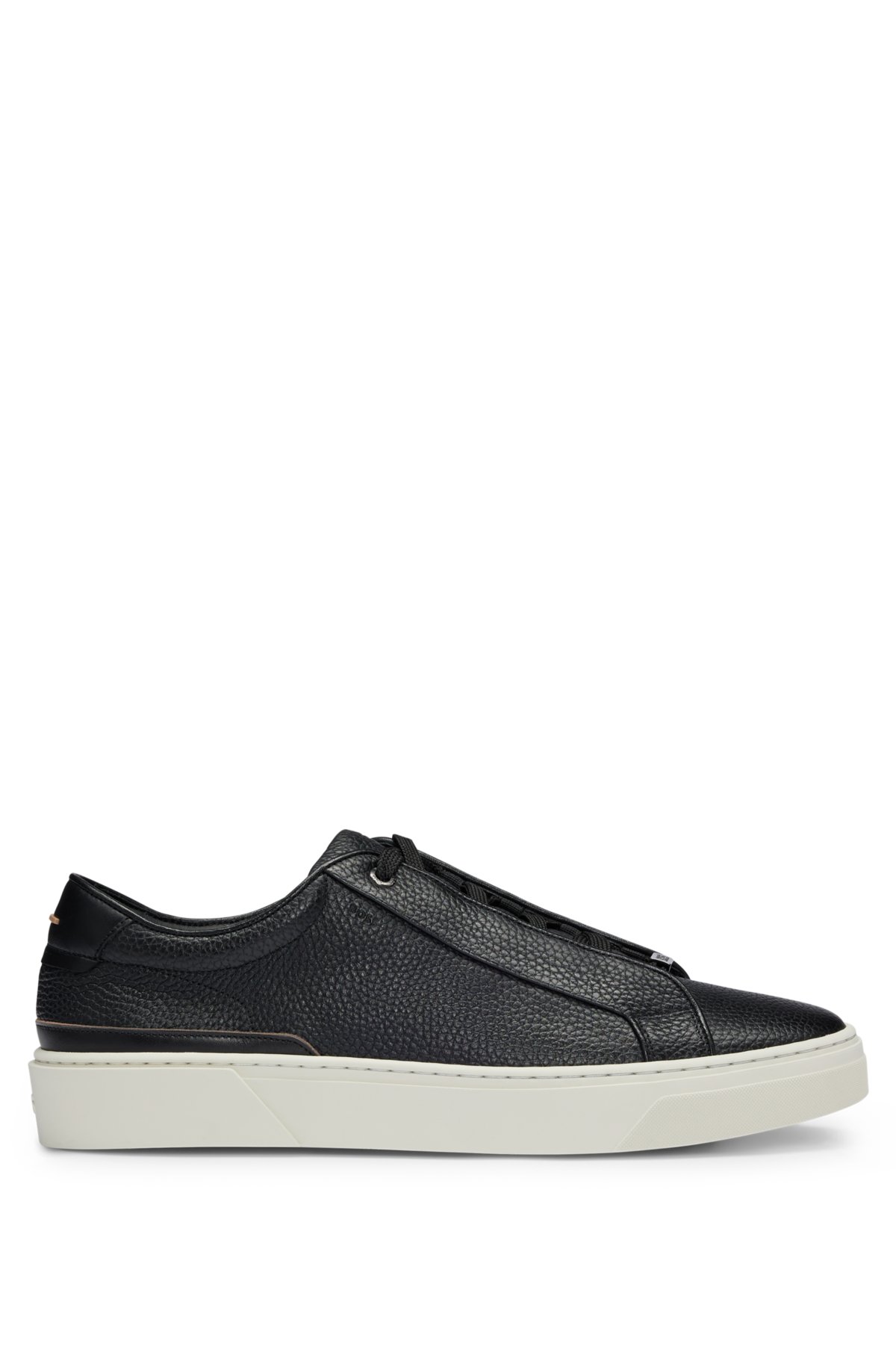 Gary grained-leather trainers with logo lace loop, Black