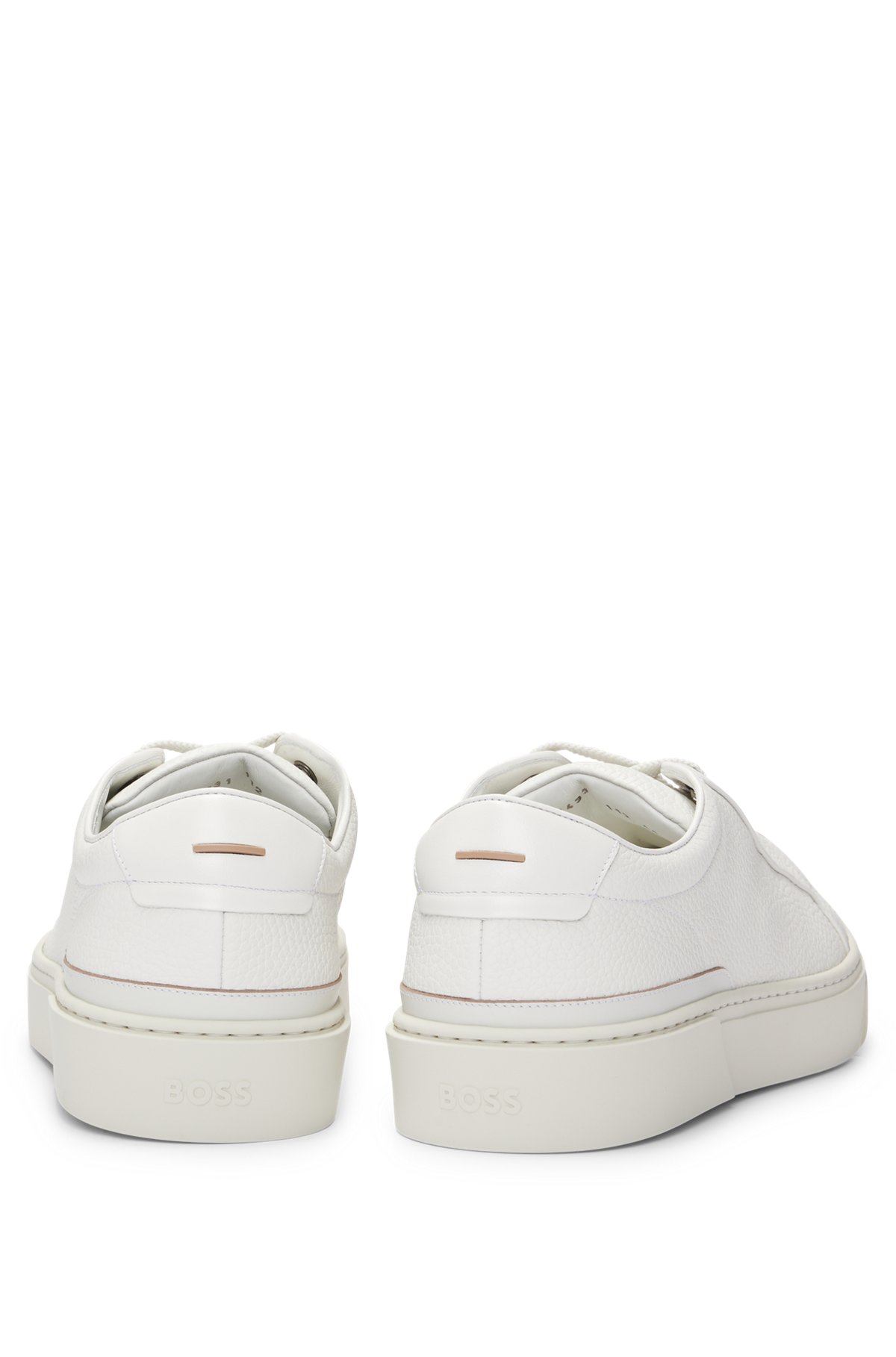 Grained-leather trainers with logo lace loop, White