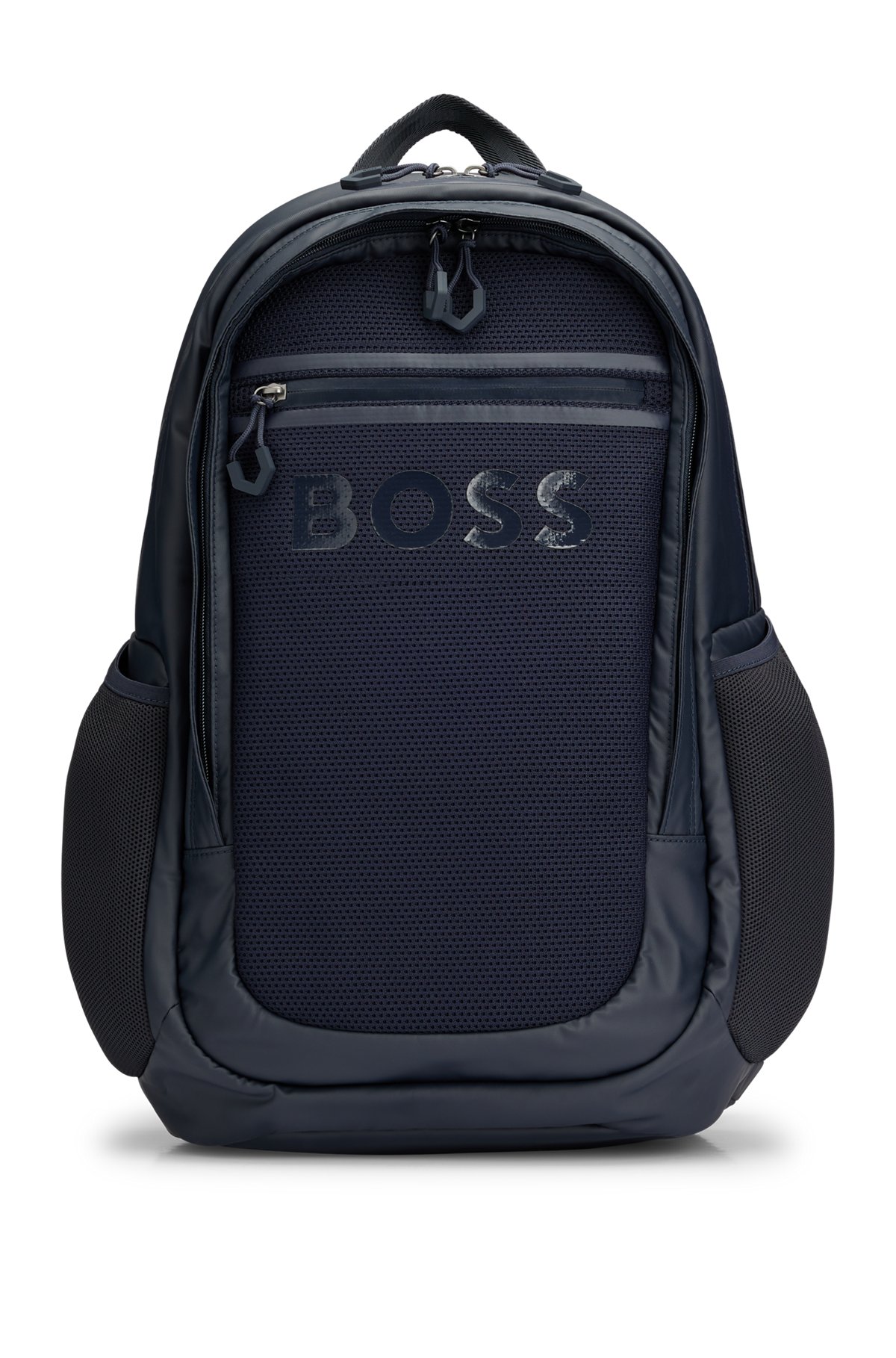 Mixed-structure backpack with raised logo, Dark Blue