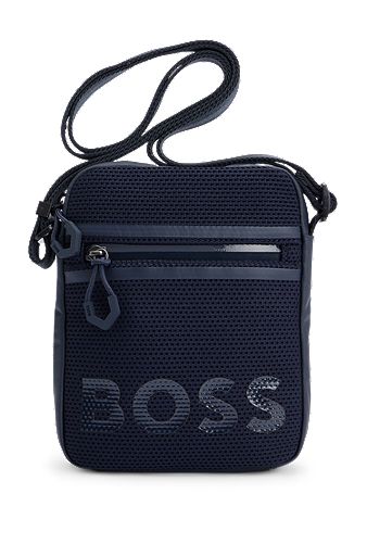 Zipped reporter bag with silicone-printed logo, Dark Blue