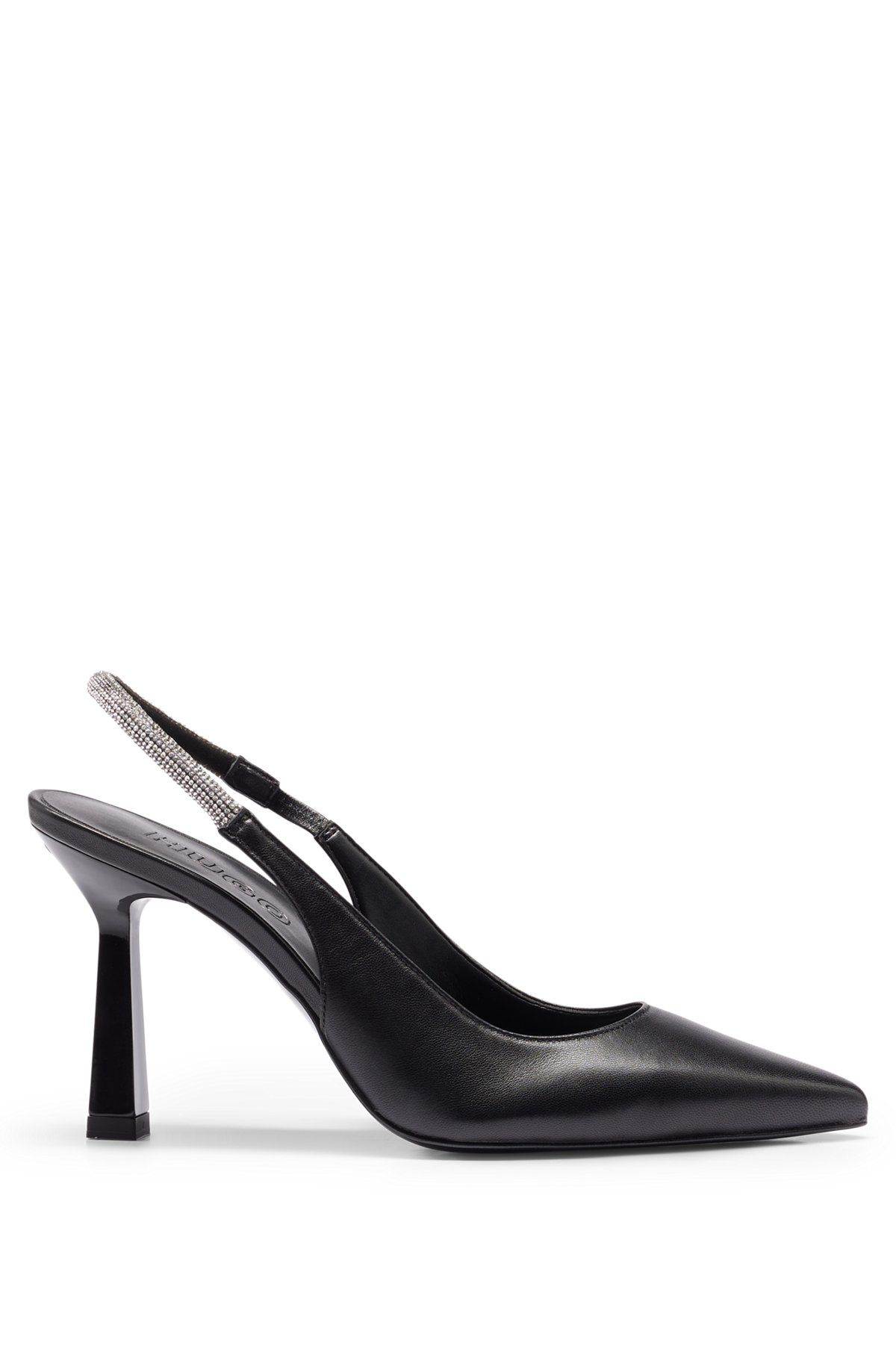 Nappa-leather pumps with crystal slingback strap, Black