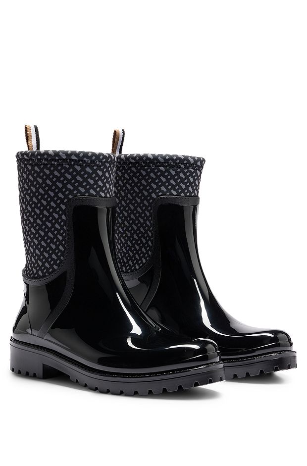 Rain boots with monogram detailing, Black