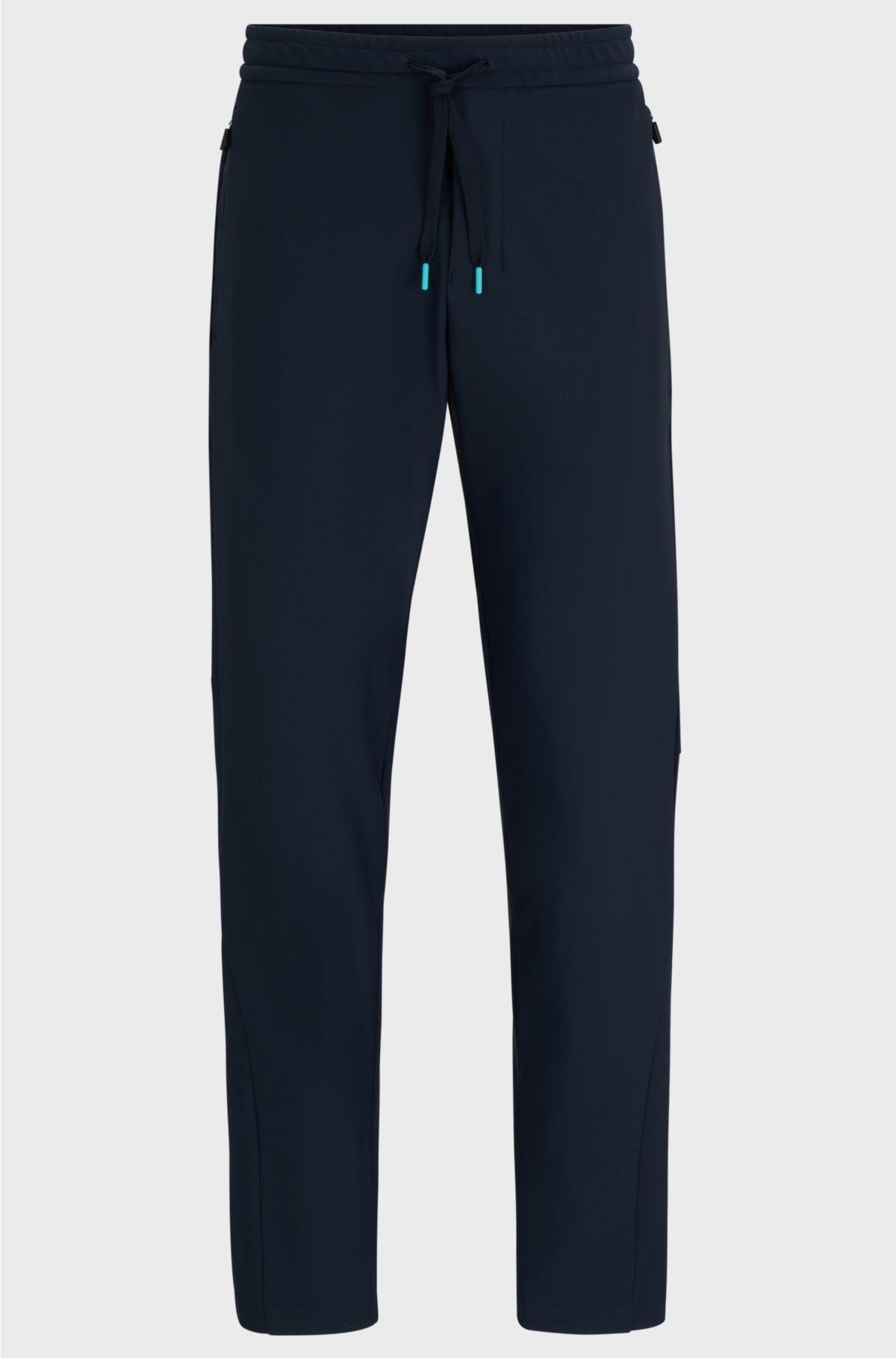 Slim-fit trousers in water-repellent bonded fabric, Dark Blue