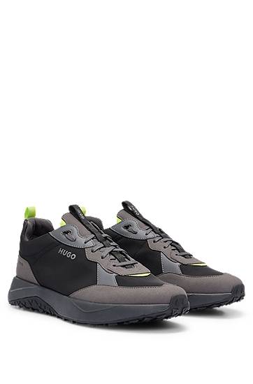 Hugo Mixed-material Trainers With Eva-rubber Outsole In Black