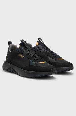 Mixed-material trainers with EVA-rubber outsole, Black