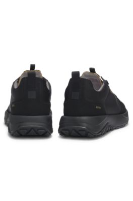 Mixed-material trainers with EVA-rubber outsole, Black