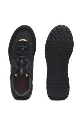 Mixed-material trainers with EVA-rubber outsole, Black