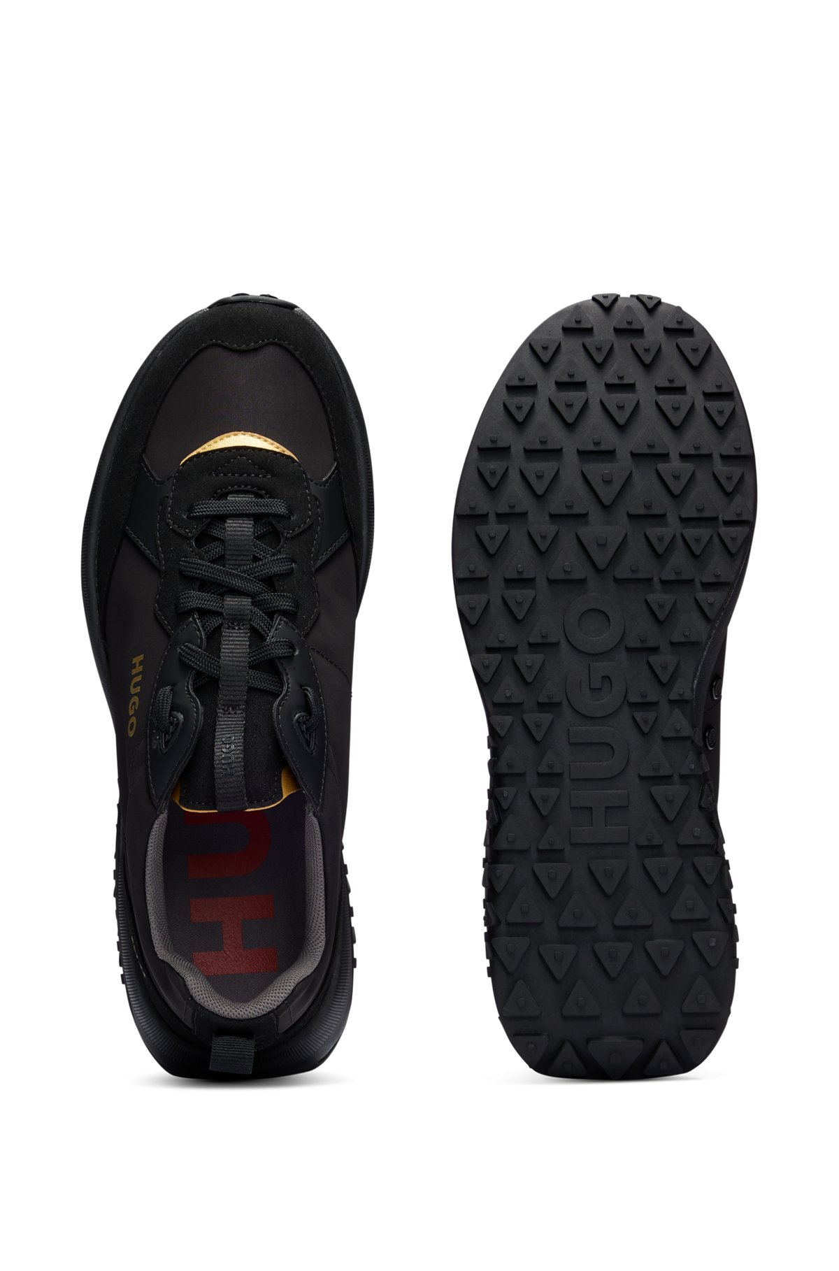 Mixed-material trainers with EVA-rubber outsole, Black