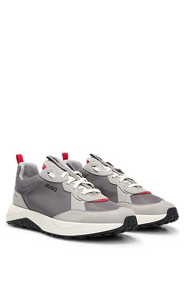 Hugo Mixed-material Trainers With Eva-rubber Outsole In Gray