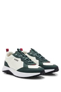 Mixed-material trainers with EVA-rubber outsole, White