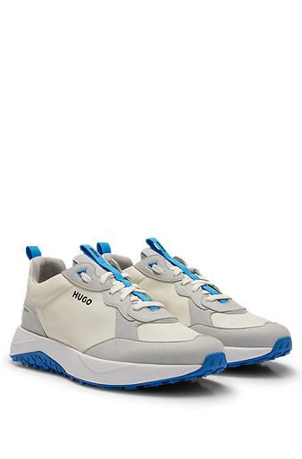 Mixed-material trainers with EVA-rubber outsole, Beige