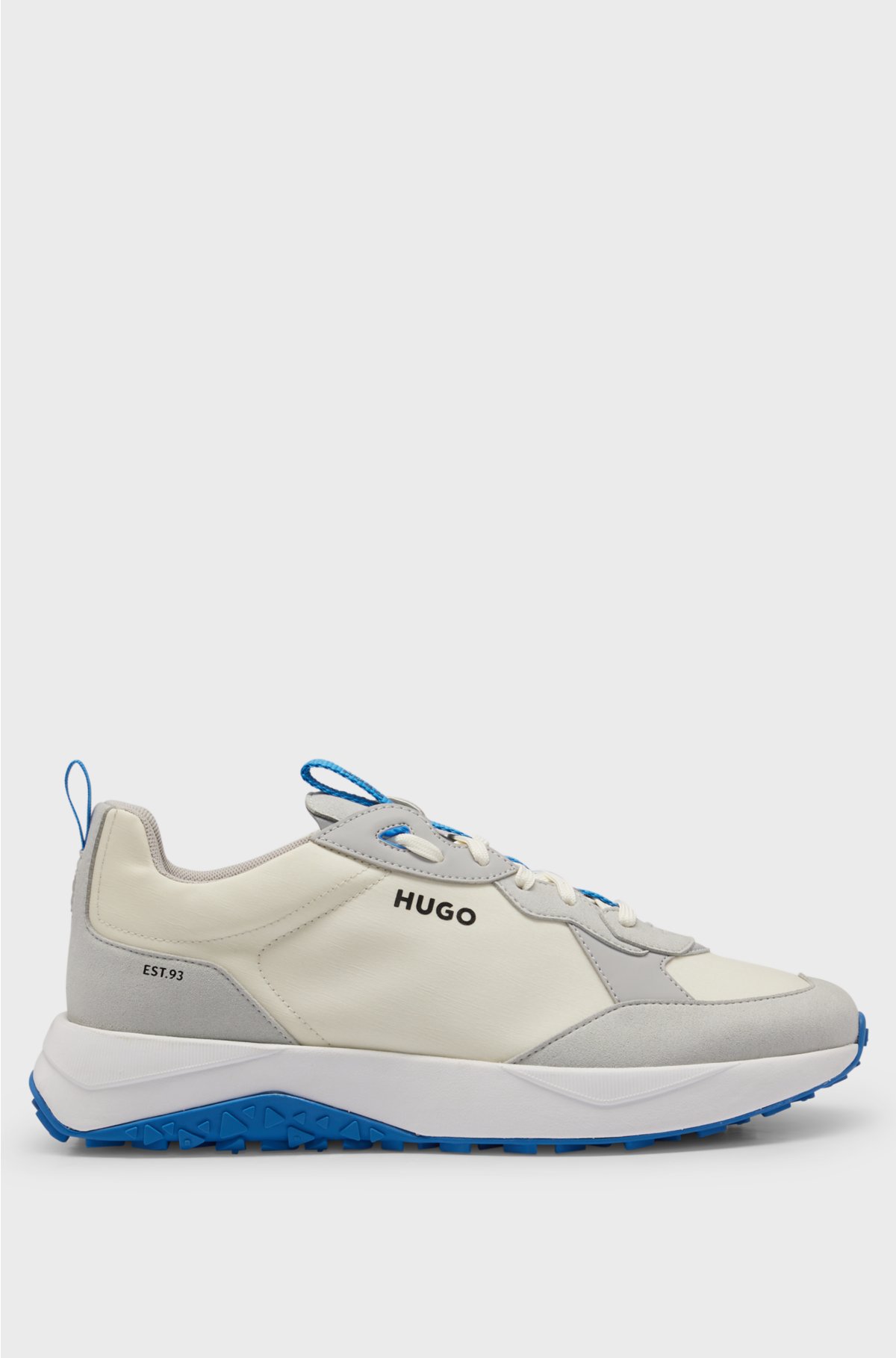 Mixed-material trainers with EVA-rubber outsole, Beige