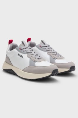 Mixed-material trainers with EVA-rubber outsole, White