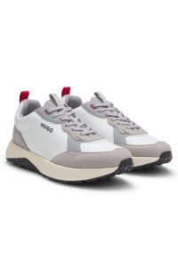 Mixed-material trainers with EVA-rubber outsole, White