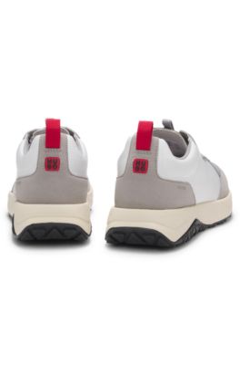 Mixed-material trainers with EVA-rubber outsole, White