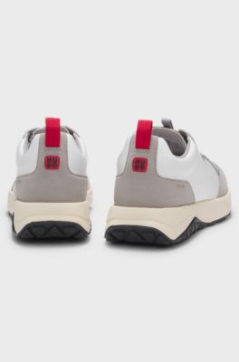 Mixed-material trainers with EVA-rubber outsole, White