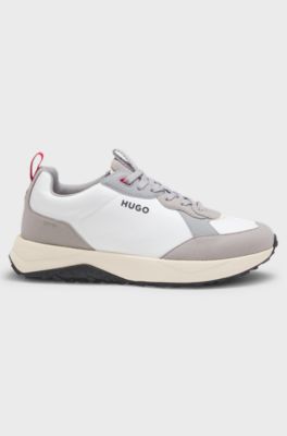 Mixed-material trainers with EVA-rubber outsole, White