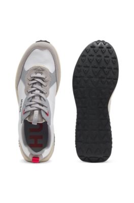 Mixed-material trainers with EVA-rubber outsole, White