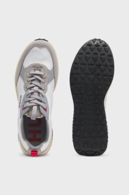 Mixed-material trainers with EVA-rubber outsole, Natural