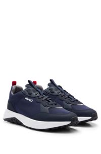 Sneakers in materiali misti con suola in gomma EVA, Blu scuro
