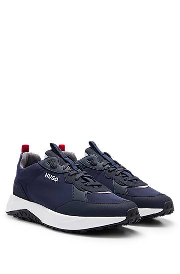 Hugo Mixed-material Trainers With Eva-rubber Outsole In Blue