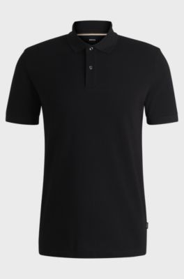 Regular-fit polo shirt in cotton piqu&eacute;, Black