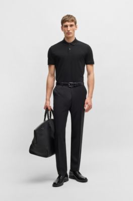 Regular-fit polo shirt in cotton piqu&eacute;, Black