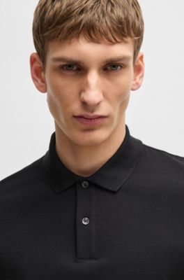 Regular-fit polo shirt in cotton piqu&eacute;, Black