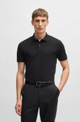 Regular-fit polo shirt in cotton piqu&eacute;, Black