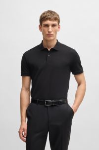 Polo Regular Fit en piqué de coton, Noir