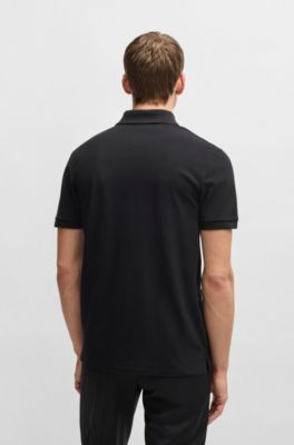 Regular-fit polo shirt in cotton piqu&eacute;, Black