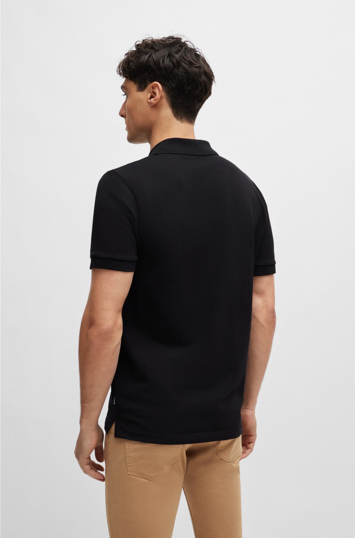 Regular-fit polo shirt in cotton piqué, Black