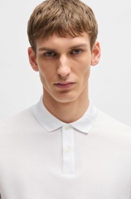 Regular-fit polo shirt in cotton piqu&eacute;, White