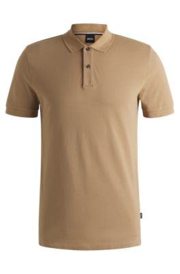 Polo regular fit in piqu&eacute; di cotone, Beige