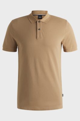 Regular-fit polo shirt in cotton piqu&eacute;, Beige