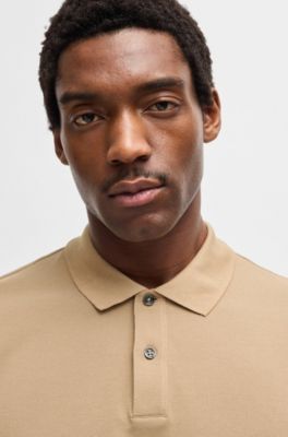 Polo regular fit in piqu&eacute; di cotone, Beige