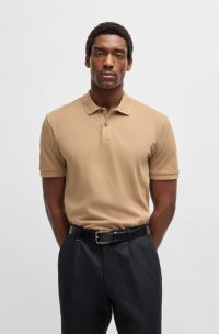 Polo regular fit en piqué de algodón, Beige