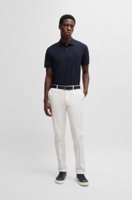 Polo Regular Fit en piqu&eacute; de coton, Bleu fonc&eacute;
