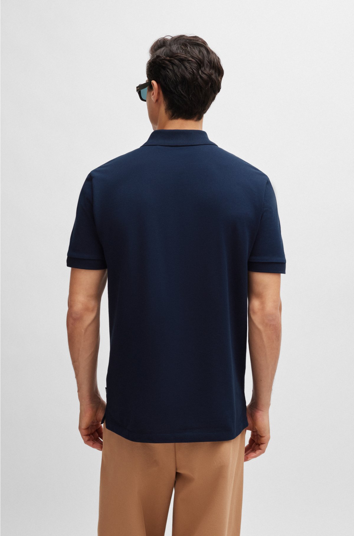 Regular-fit polo shirt in cotton piqué, Dark Blue