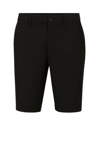 Slim-fit shorts in easy-iron four-way stretch fabric, Black