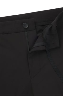 Slim-fit shorts in easy-iron four-way stretch fabric, Black