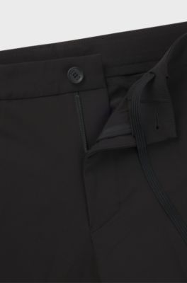 Slim-fit shorts in easy-iron four-way stretch fabric, Black