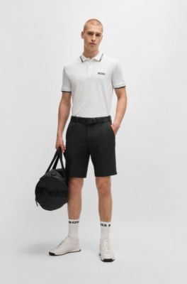 Slim-fit shorts in easy-iron four-way stretch fabric, Black