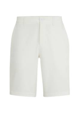 Hugo Boss Slim-fit Shorts In Water-repellent Easy-iron Fabric In White