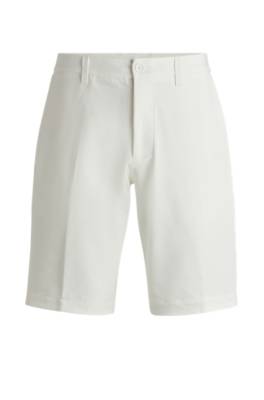 Hugo Boss Slim-fit Shorts In Water-repellent Easy-iron Fabric In White