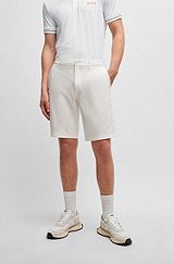 Slim-fit shorts in easy-iron four-way stretch fabric, White