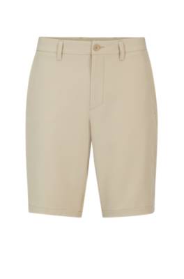 Hugo Boss Slim-fit Shorts In Water-repellent Easy-iron Fabric In Neutral