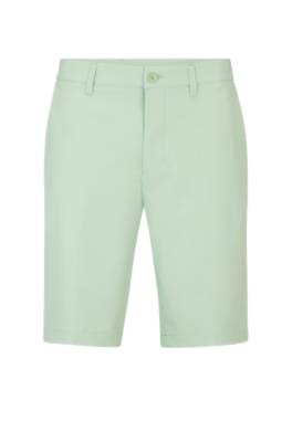 Hugo Boss Slim-fit Shorts In Water-repellent Easy-iron Fabric In Green